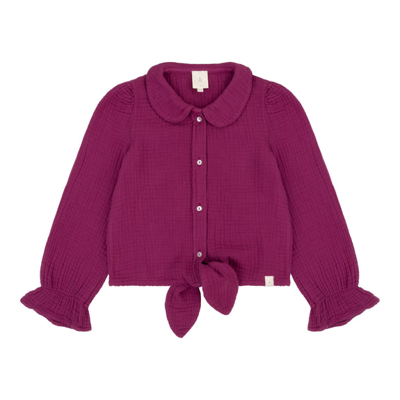 Faye blouse berry mousseline Navy Natural