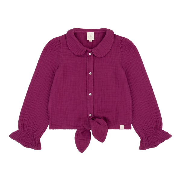 Faye blouse berry mousseline Navy Natural