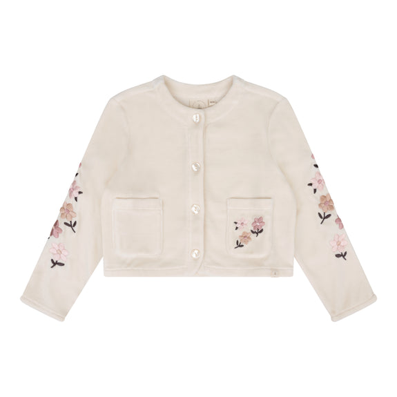 Mikki jacket almond velvet broderie flowers Navy Natural