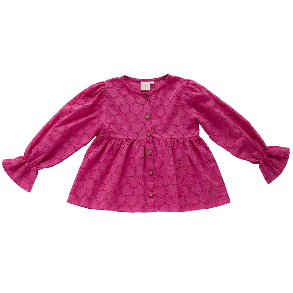 Mila blouse pink hearts Navy Natural