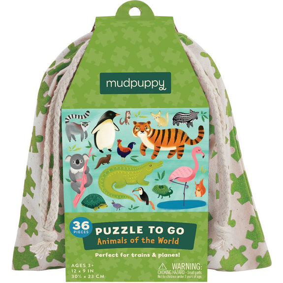 Puzzle to go animals of the world Mudpuppy