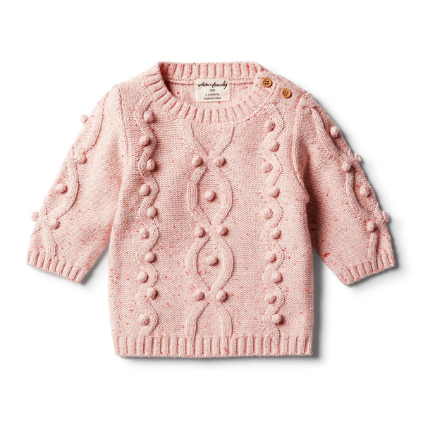 Chilli fleck knitted jumper met pompons
