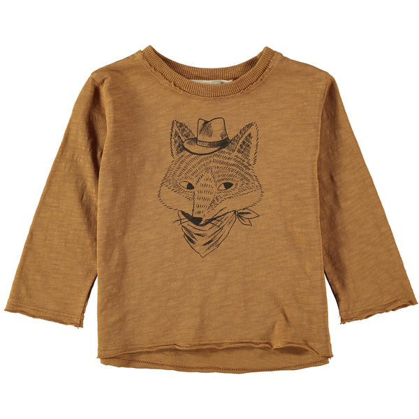 Fox T-shirt ocher Dear Mini