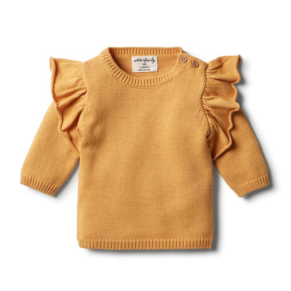 Golden apricot knitted ruffle jumper Wilson & Frenchy