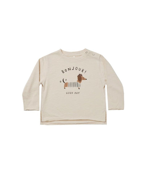 Raw edge long sleeve tee bonjour Rylee & Cru