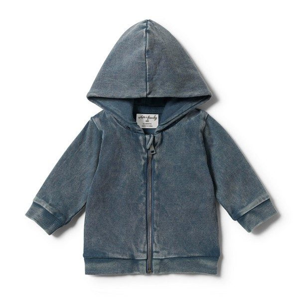 Organic Steel blue hooded jacket Wilson & Frenchy